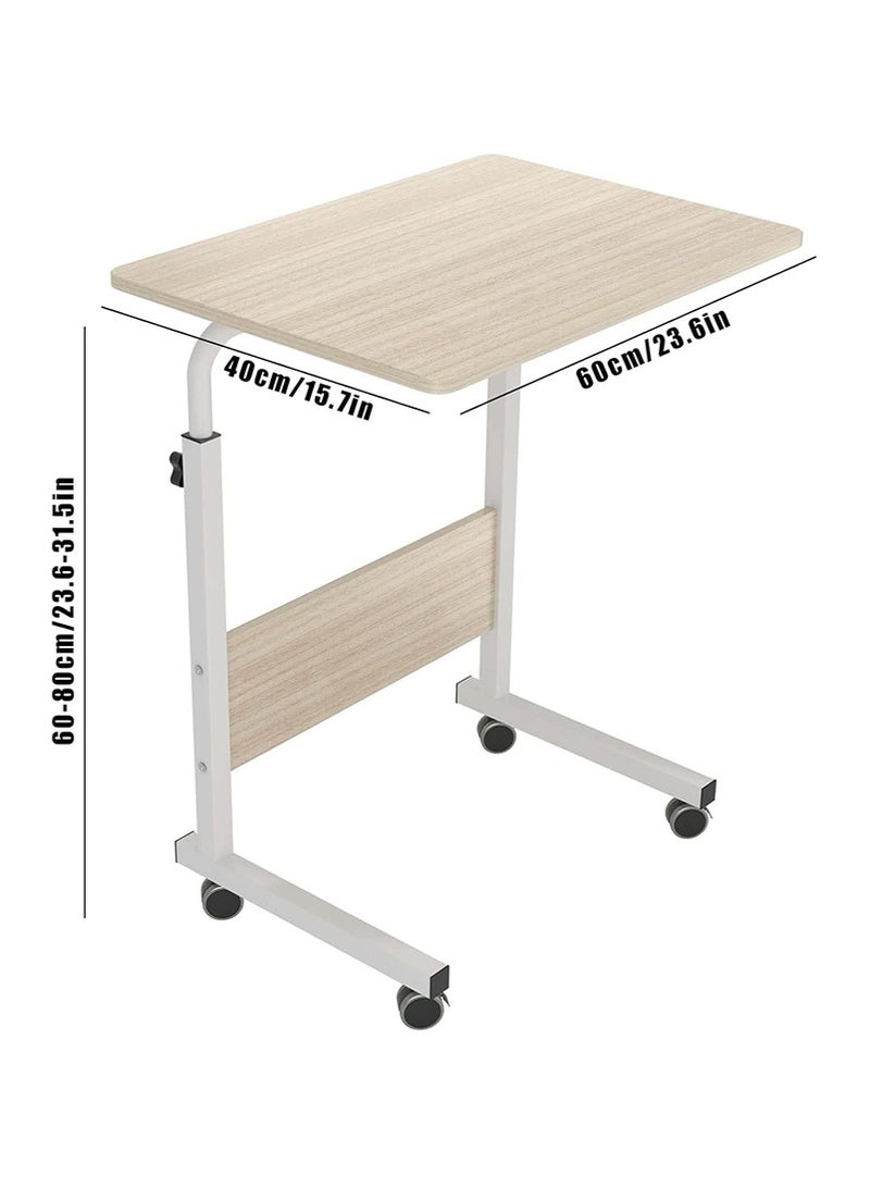 VUCATIN ﻿ 60  × 40 سم طاولة جانبية متنقلة للسرير والأريكة ، مكتب مكتب منزلي قابل للتعديل في الارتفاع ، مكتب دراسة الطلاب ، محطة عمل متنقلة للمساحة الصغيرة (لون الخشب) - Image 2